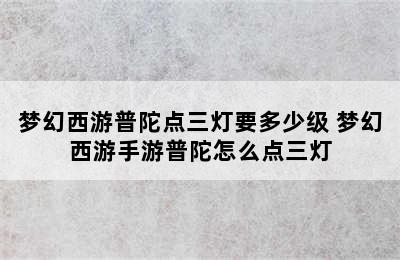 梦幻西游普陀点三灯要多少级 梦幻西游手游普陀怎么点三灯